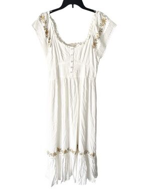Cottagecore Maxi Dress Women's Small Shop Stevie White Embroidered Lace Trim